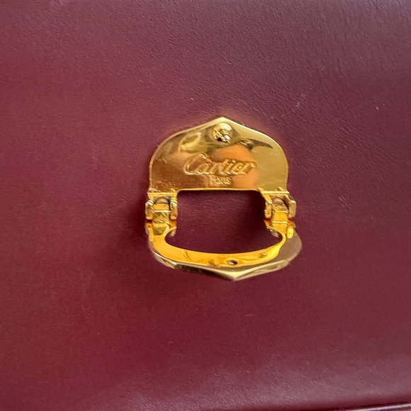 ❤️Elegant Cartier All
 Leather Burgundy Shoulder Bag❤️ Authentic - Picture 4 of 17